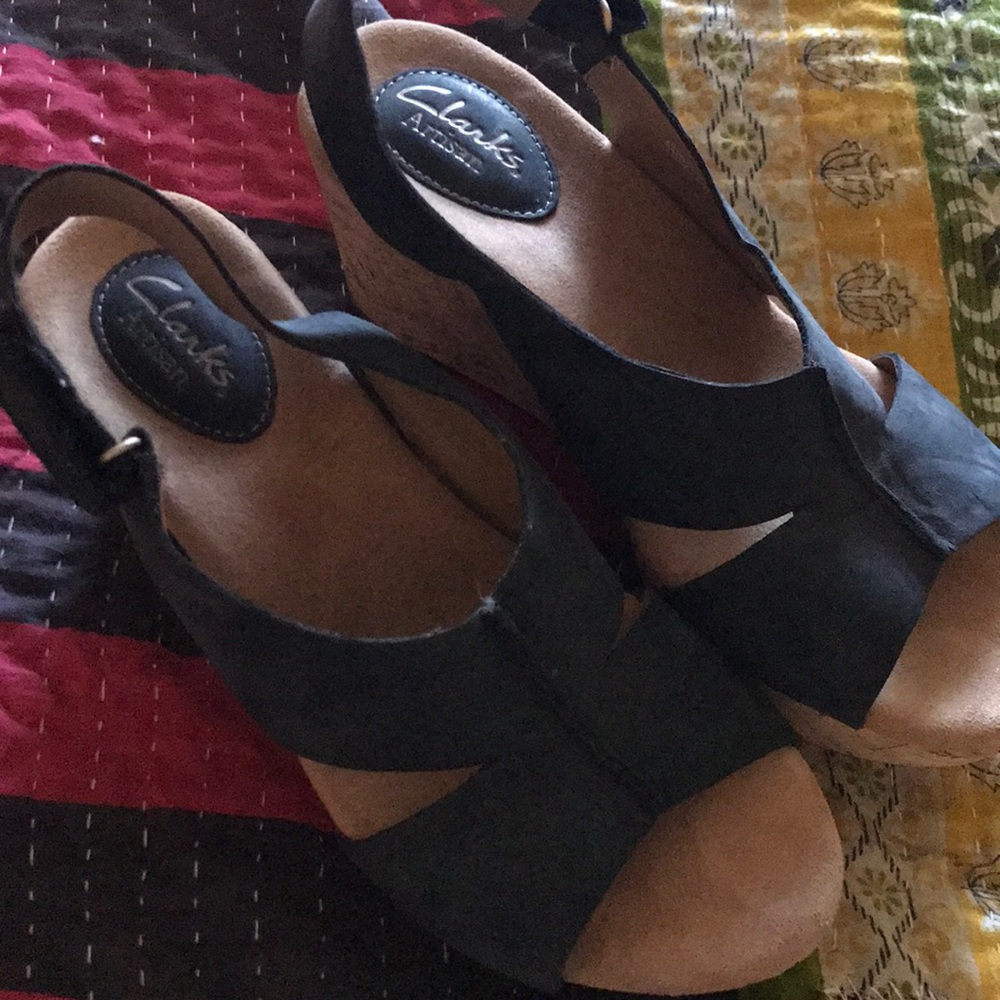 Clark’s leather wedges